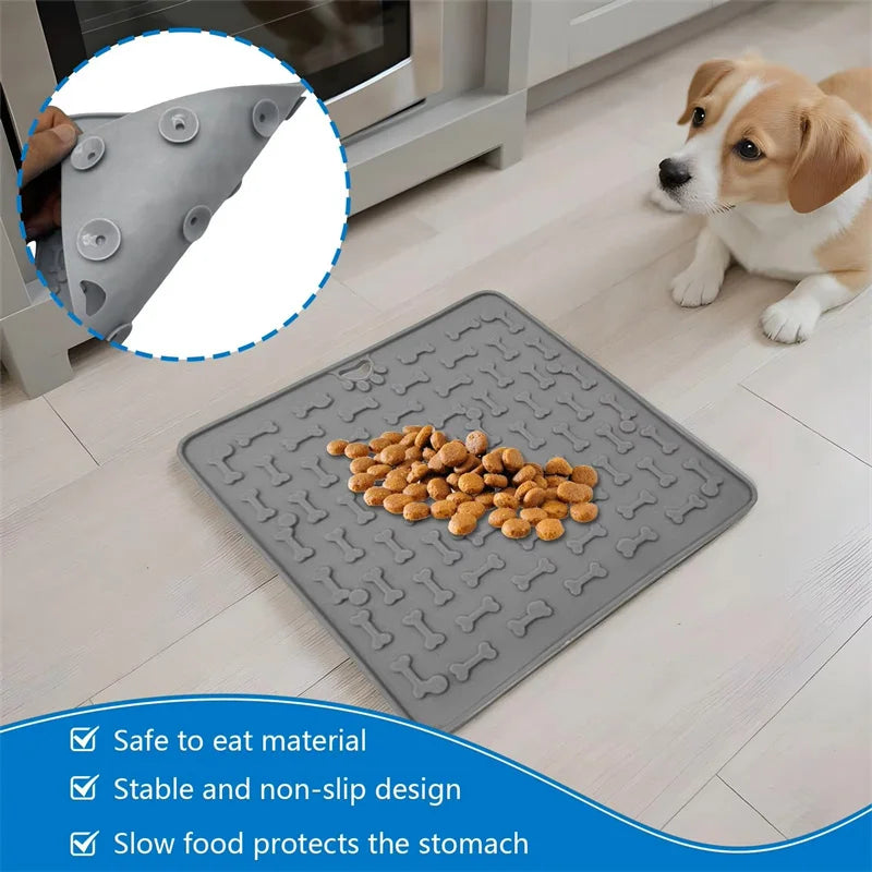 Pet Supplies Silicone Pet Licking Mat Cat Anti-choking With Slow Food Bowl Puppy Bath Distracted Licking Plate Cutlery