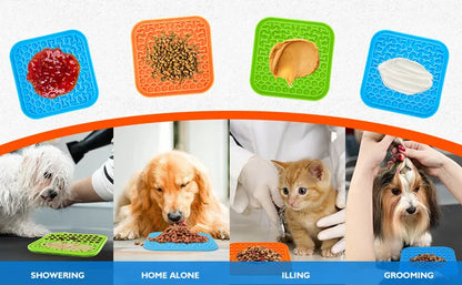 Pet Supplies Silicone Pet Licking Mat Cat Anti-choking With Slow Food Bowl Puppy Bath Distracted Licking Plate Cutlery