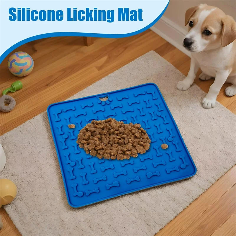 Pet Supplies Silicone Pet Licking Mat Cat Anti-choking With Slow Food Bowl Puppy Bath Distracted Licking Plate Cutlery